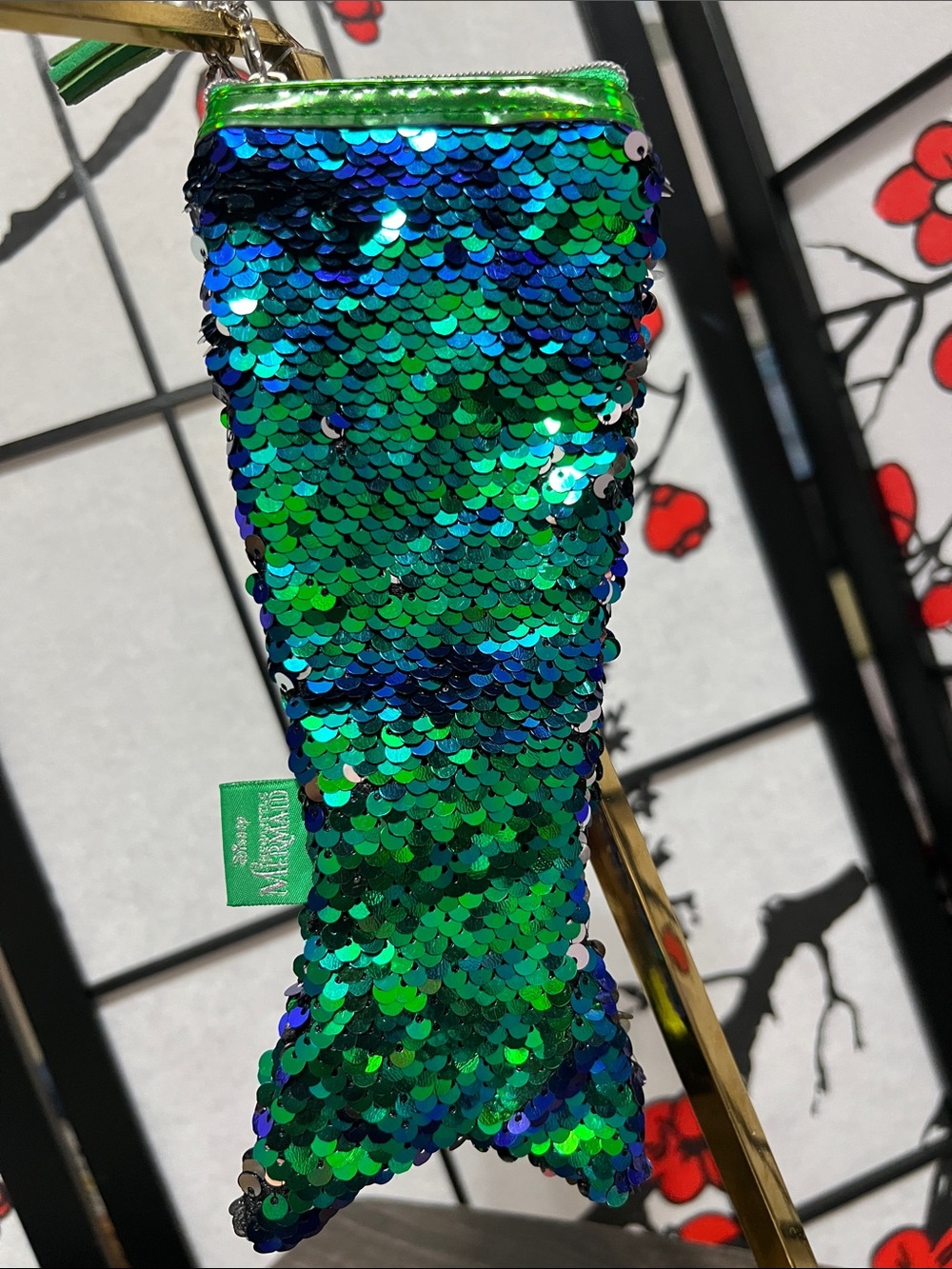 Disney Mermaid Sequin Tail Accent - Green/Blue with 3 Disney Charms